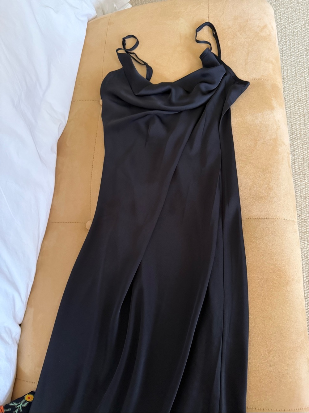 Ramy Brook Black Satin Cowl Neck Maxi Dress